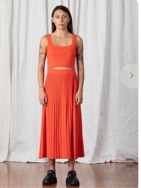 Ali Golden pleated skirt and top set